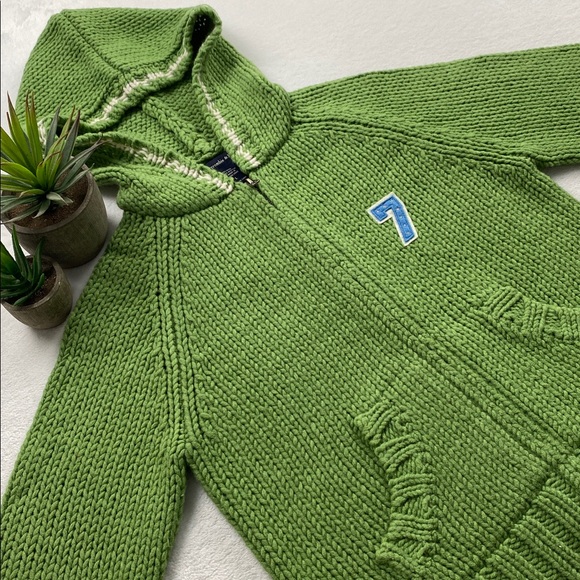 Abercrombie & Fitch Wool Blend Chunky Knit Long Sleeve Hoodie Sweater Jacket - Picture 4 of 16